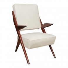 Pair of angular wood frame armchairs